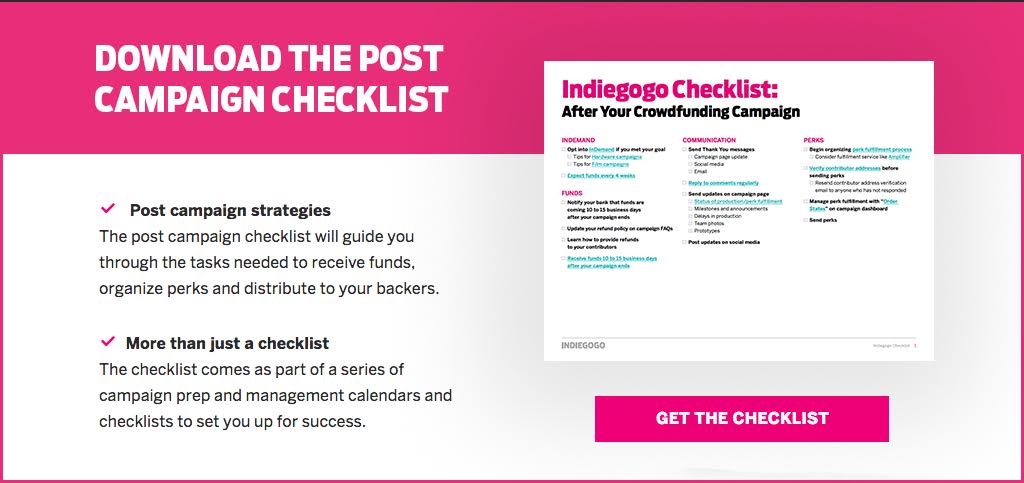 Download Indiegogo After Campaign Checklist