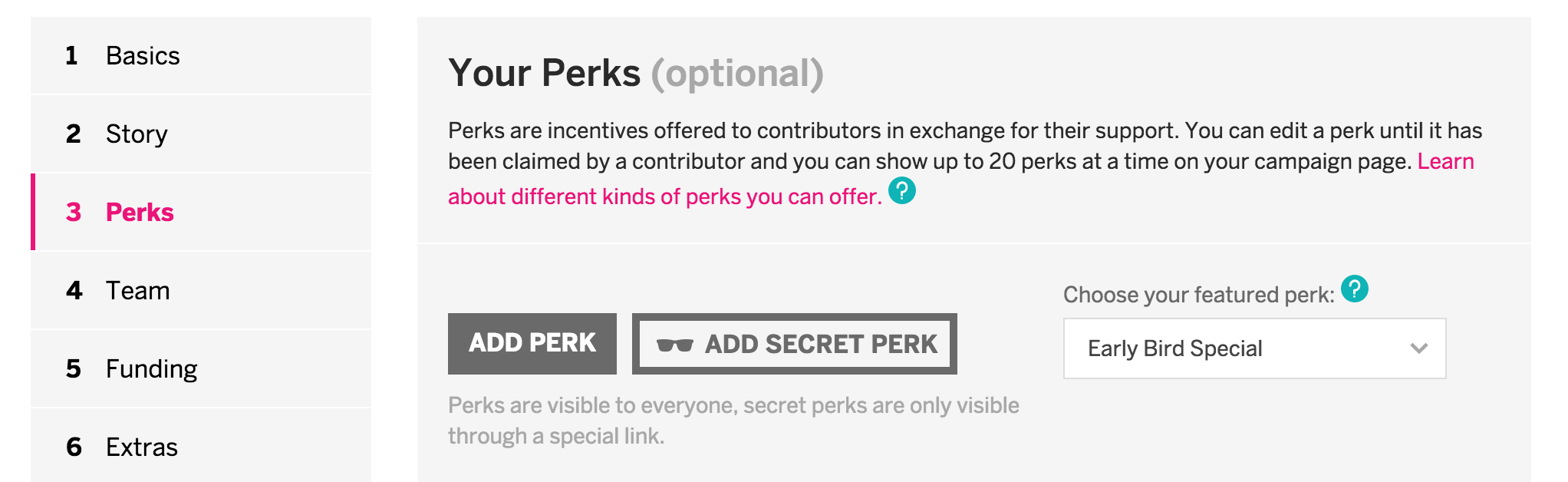 adding secret perks crowdfunding campaign