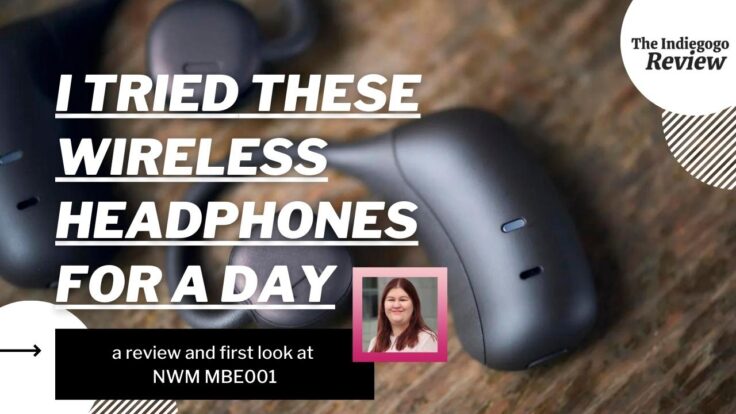 Background image is a set of wireless headphones on a table. Overlay text reads "I TRIED THESE WIRELESS HEADPHONES FOR A DAY"