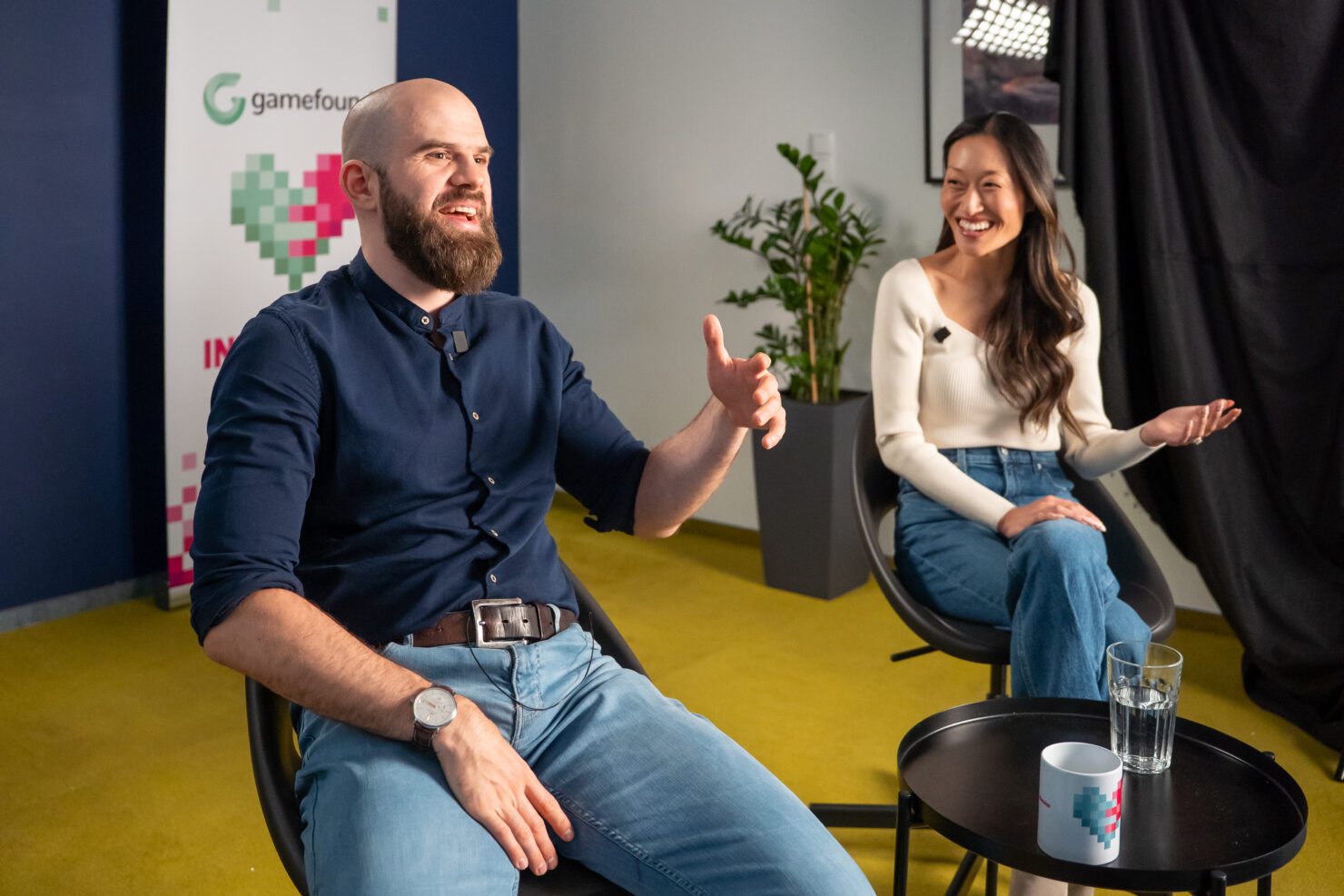Image of CEO of Gamefound, Marcin Świerkot and CEO of Indiegogo, Julie dePontbriand.